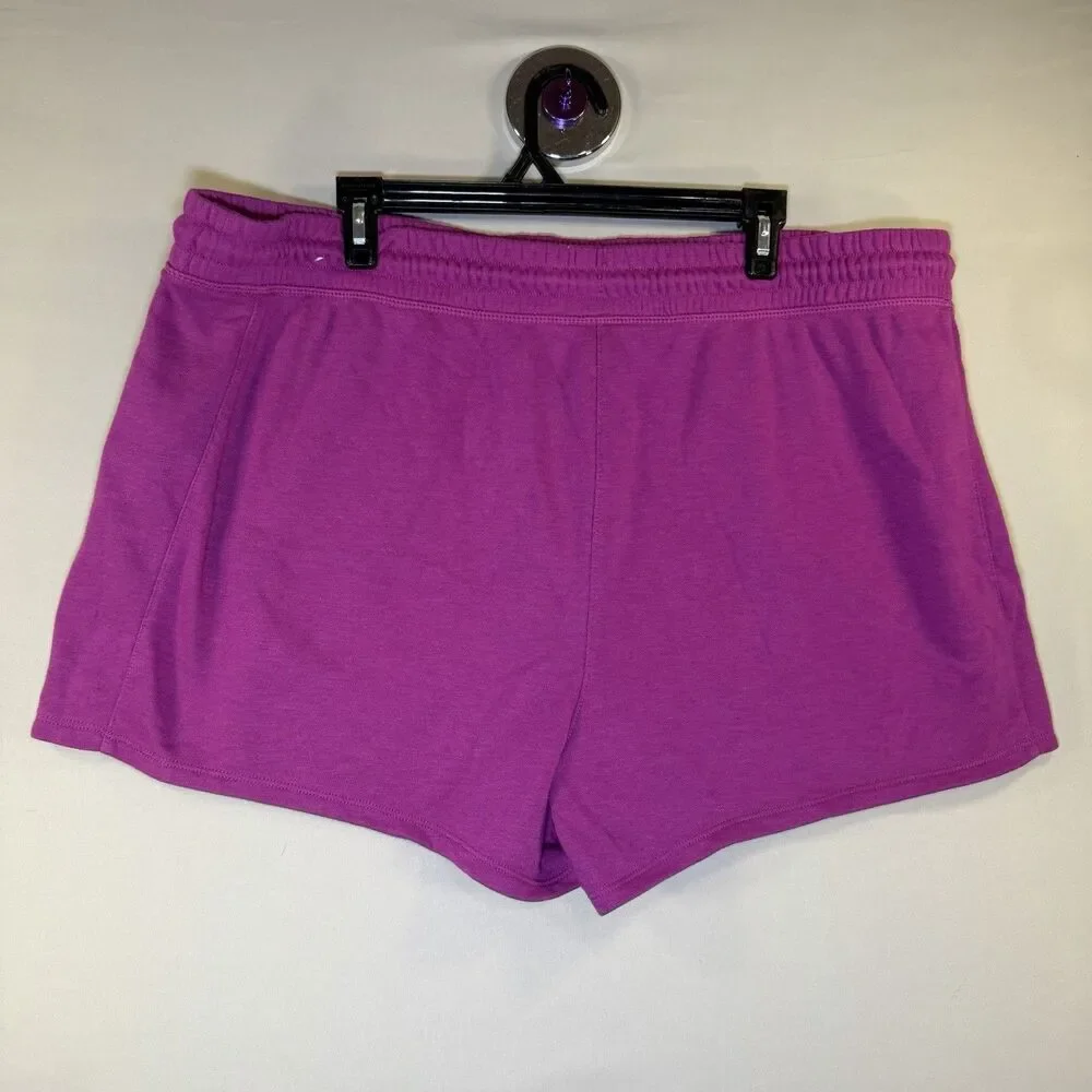 Reebok Womens High Rise Shorts Magenta Fuchsia SZ XXXL Drawstring Cotton Shorts